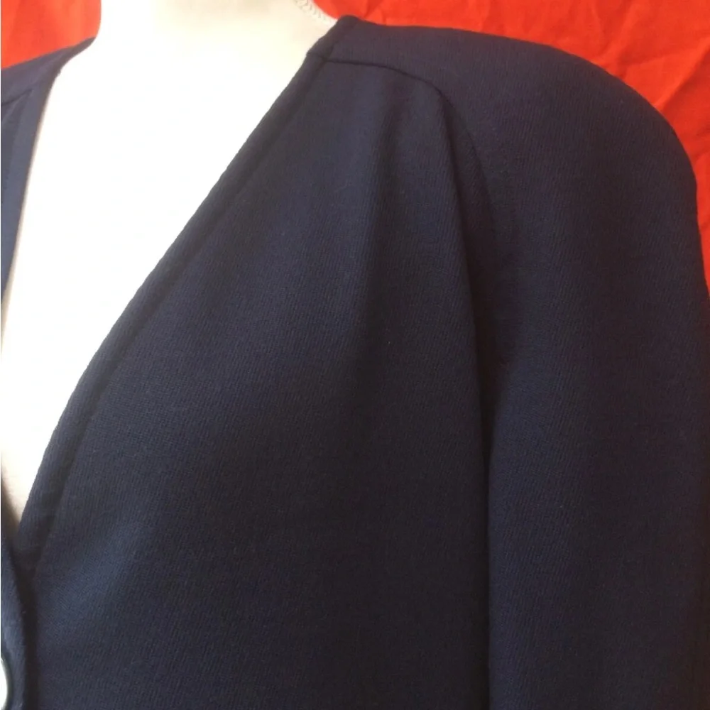 Christian Dior vtg 90s collarless 3/4 blazer blue size 10